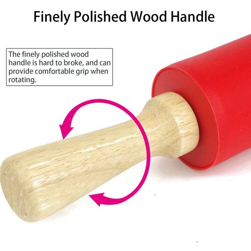 Remeel Silicone Rolling Pin for Baking Non-stick Rolling Pin Dough Roller Wooden Handle Kitchen Accessories Pastry Roller - Image 3